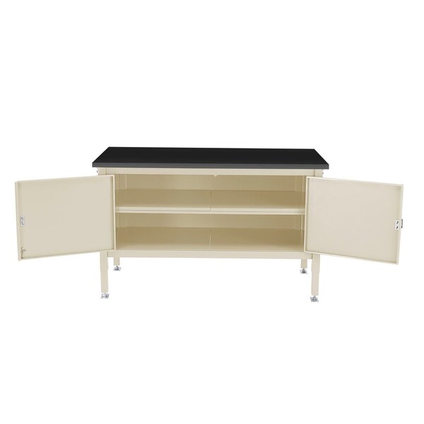 Global Industrial Security Cabinet Bench w/ Phenolic Resin Safety Edge Top, 60inW x 36inD, Tan 253968TN - main